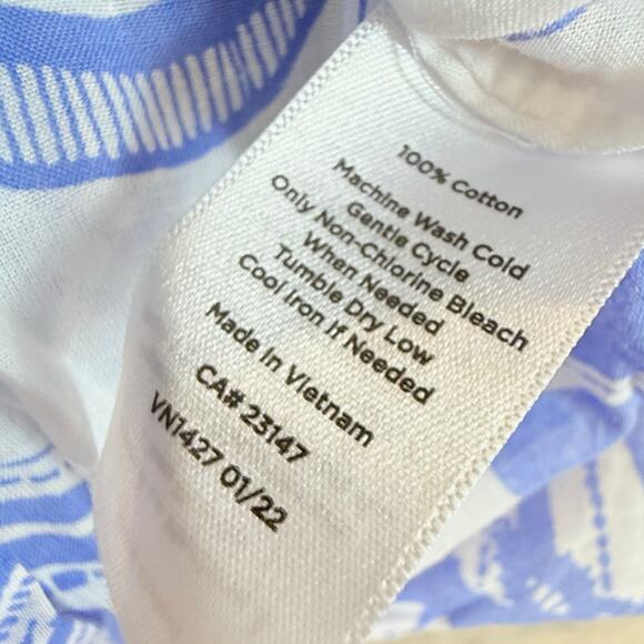 Talbots Blue White Popover Tunic Beach Coverup Lightweight Cotton Voile XLP - Picture 7 of 11